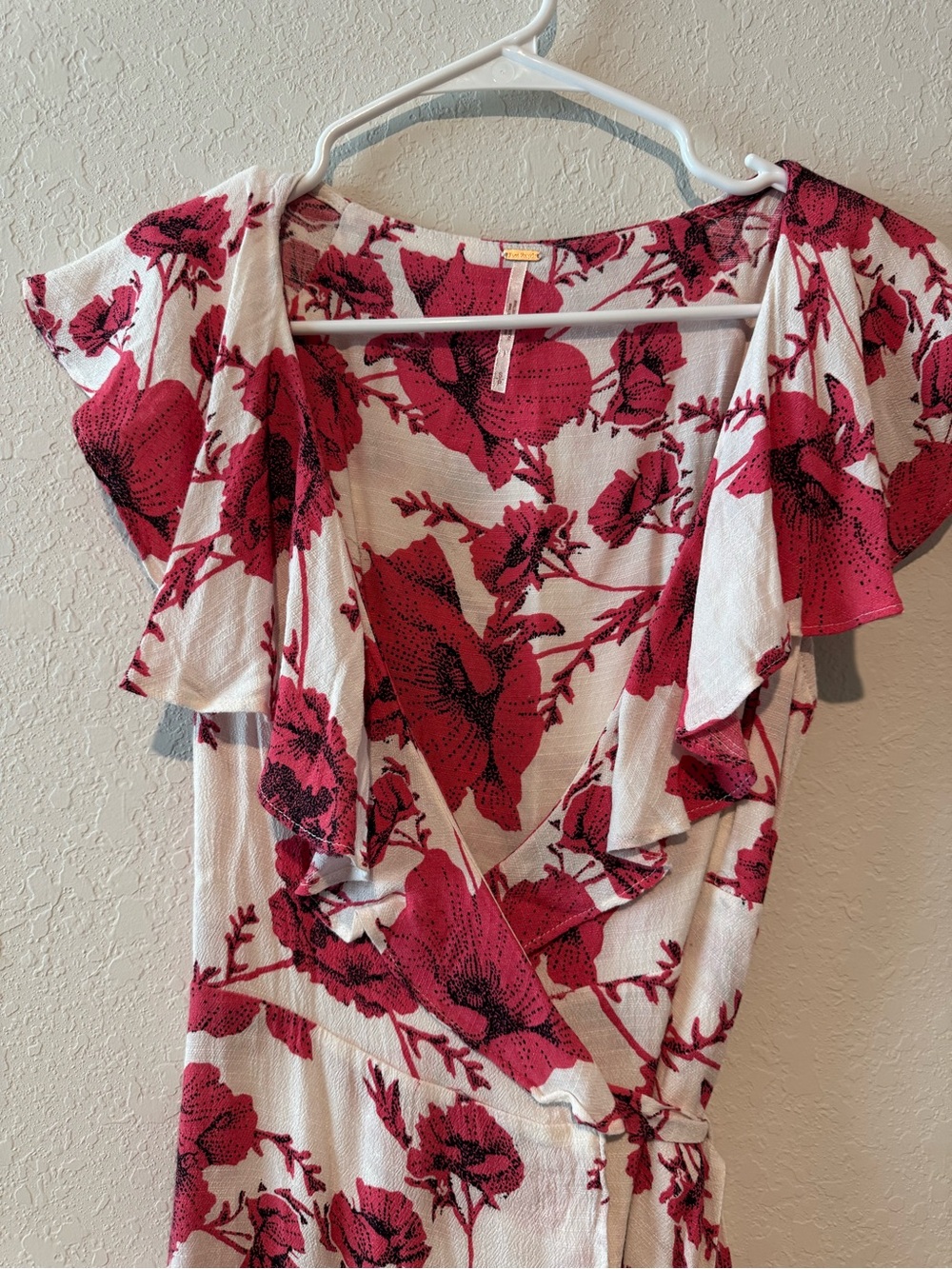 Free People White and Magenta Floral Mini Dress